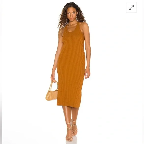 🧡VINCE AMBER ROOT RIBBED TANK DRESS L - Picture 1 of 5